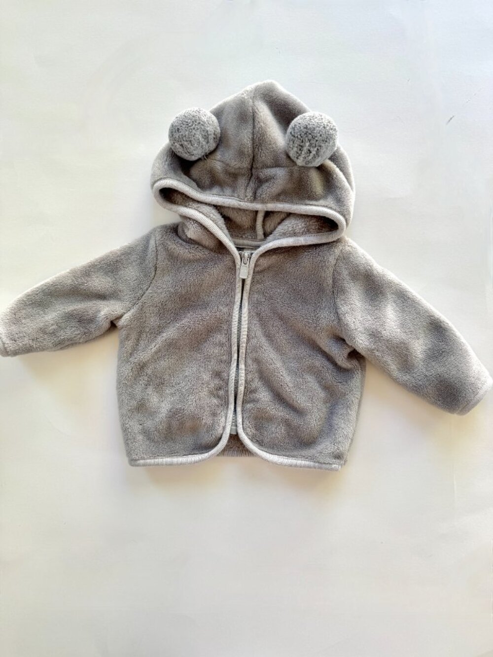 Baby Cat & Jack Gray Bear Ears Fleece Jacket 0-3M